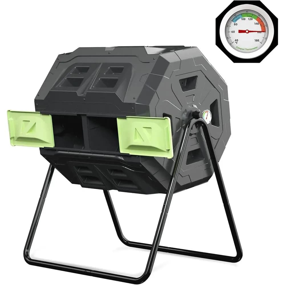 Compostiera da Giardino da 43 Galloni con Rotazione e Misurazione Automatica della Temperatura