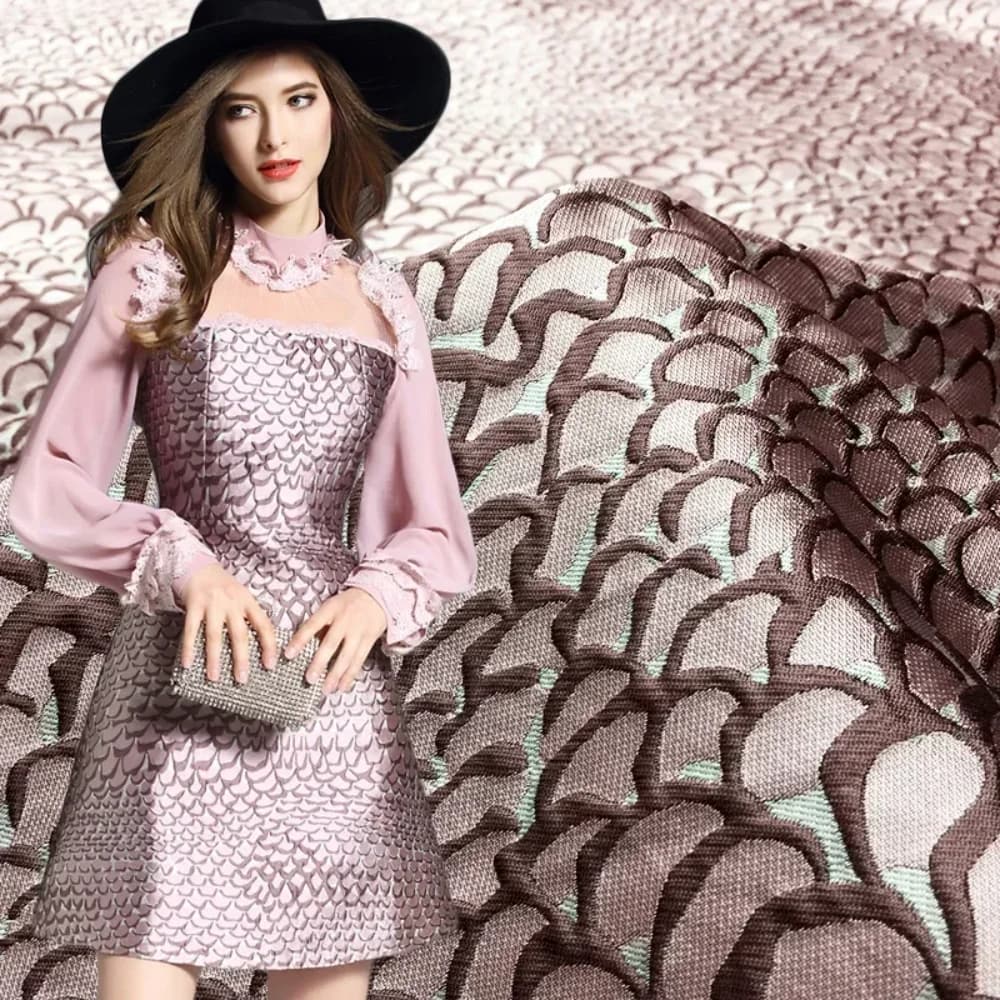 Yarn-dyed Jacquard Fabric Three-dimensional Embossed Fish Scale Pattern Dress Stiff Fabrics Wholesale By The Meter Diy Sewing