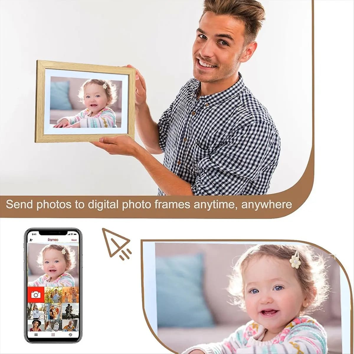 Digital frame 10.1 inch digital photo frame WiFi 32 GB Large storage space Touch screen HD IPS Spina American