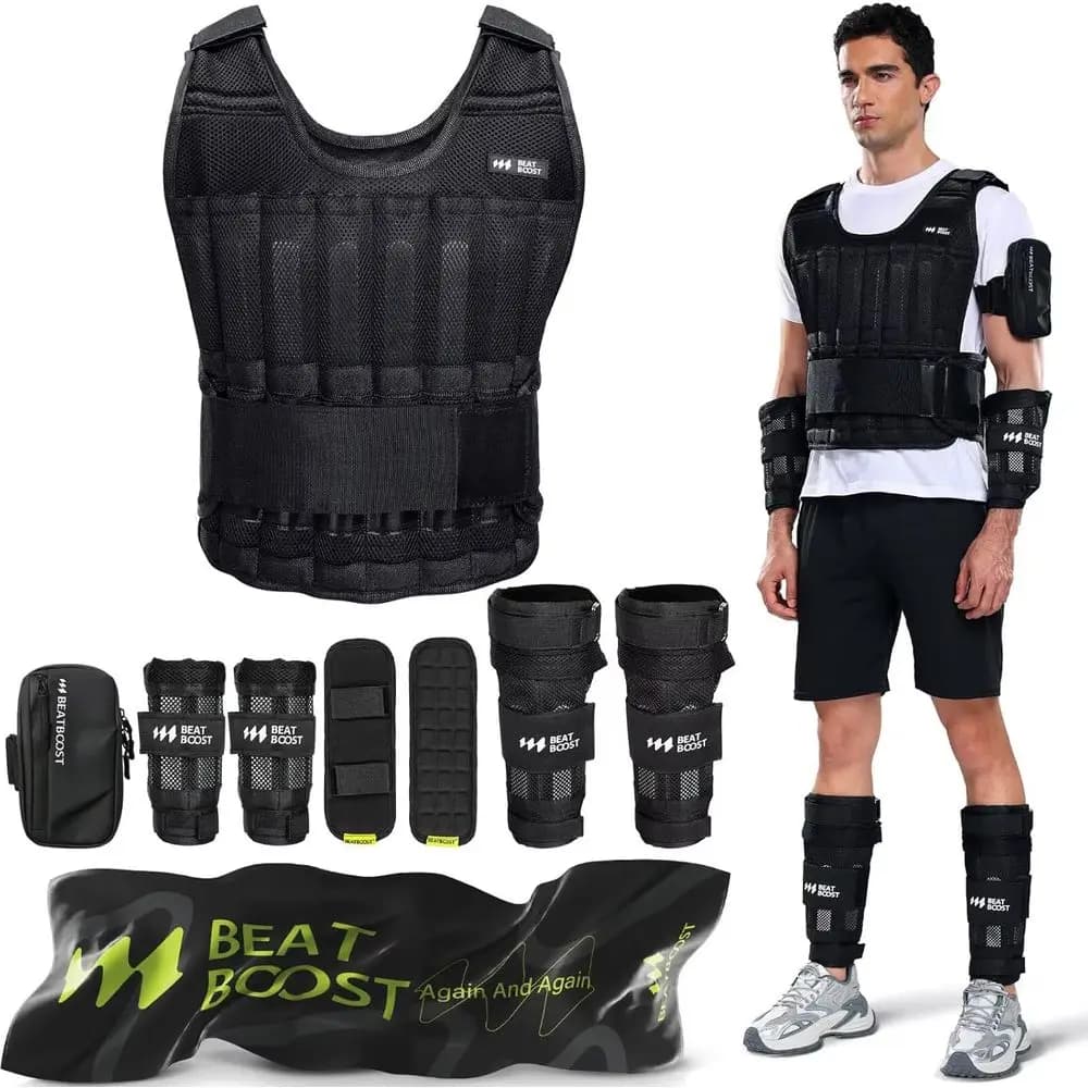 Gilet con Pesi Regolabili per Uomo, per Allenamento di Forza, Corsa e Esercizi - da 20 a 60 libbre con Piastre in Acciaio