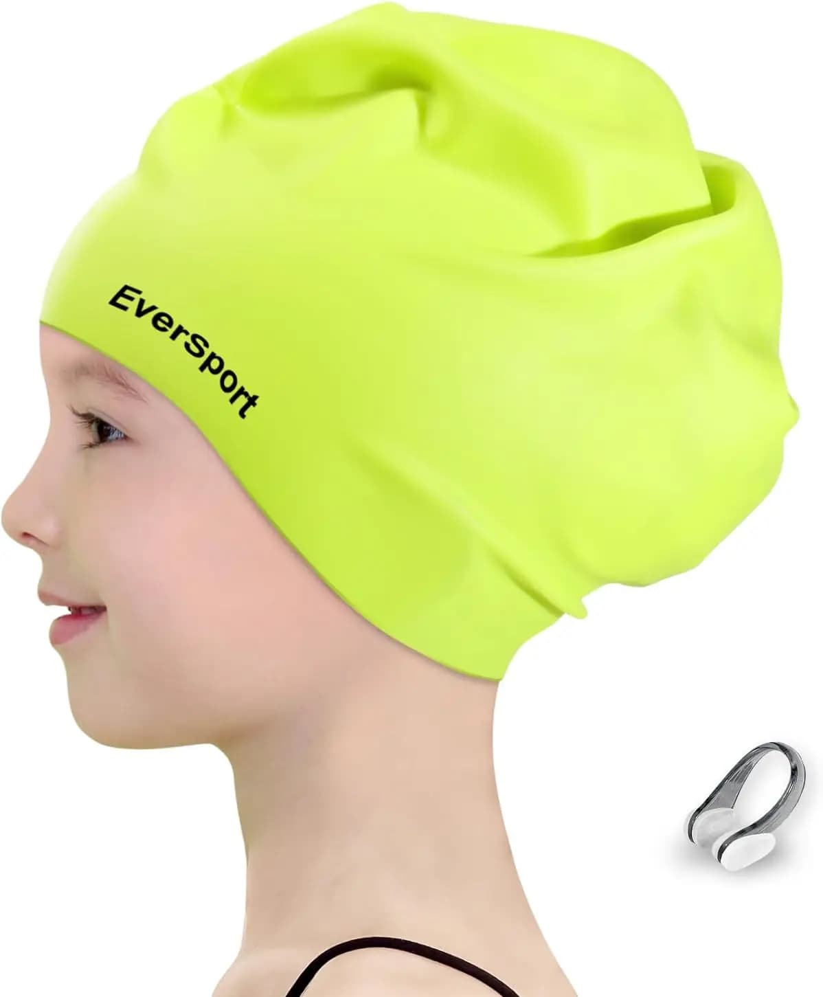 Cuffia da Nuoto Grande per Ragazze 6-14 Anni, Cuffia in Silicone per Capelli Lunghi e Trecce, Mantiene i Capelli Asciutti