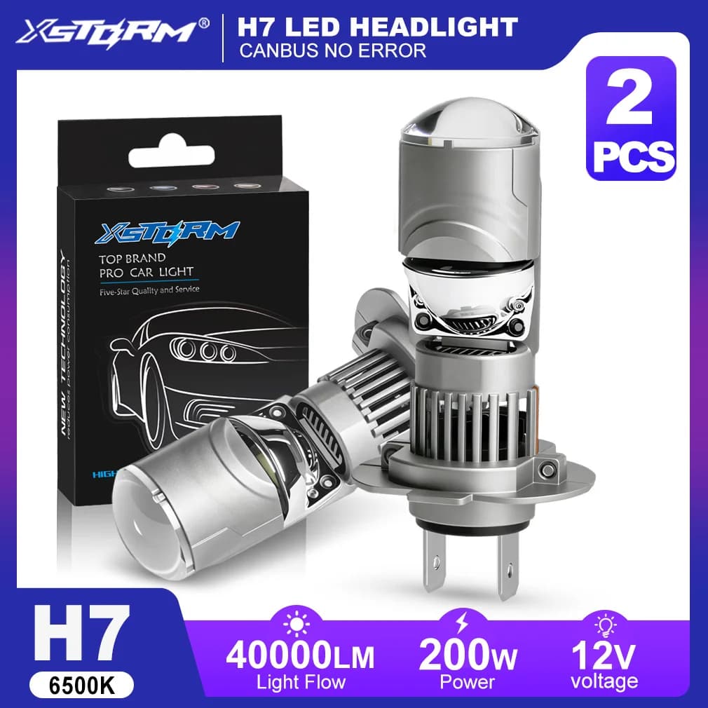 XSTORM H7 LED Fari Proiettori con Lente per Auto 200W 40000LM LED H7 Mini Faro con Lente Luce Moto Canbus 6000K 12V