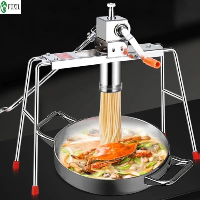 JIQI Stainless Steel Noodles Maker Manual Pasta Pressing Machine Hand Crank Cutter Household Spaghetti 9 Changeable Dough Moulds