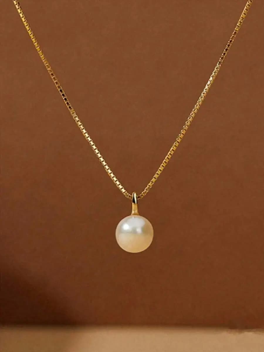 1pc Fashionable Faux Pearl Necklace For Women With Luxurious Feel Simple & Versatile Ins Style Collarbone Chain Jewelry
