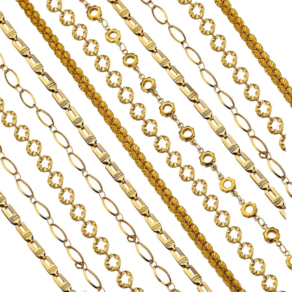 Catene a maglie in acciaio inossidabile da 1M, PVD 18K, con fiore a pentagramma, alla moda, per uomo e donna, accessori fai da te per la creazione di bracciali e collane