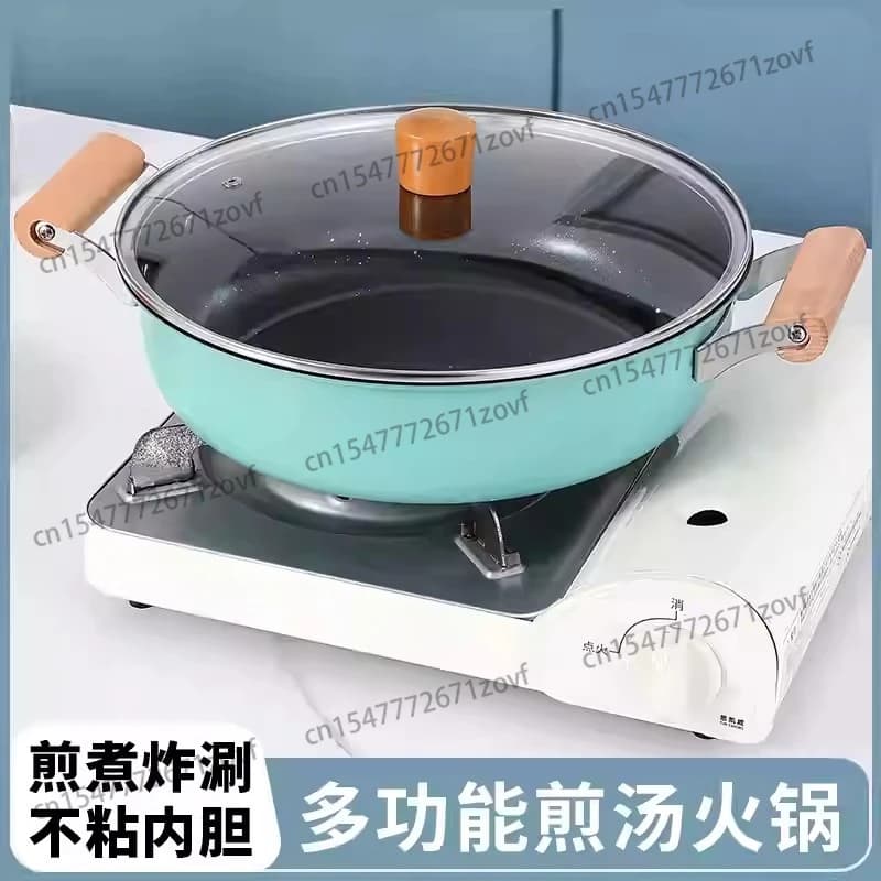 Padella per Stir-Fry Grande, Pentola da Cucina con Coperchio, Facile da Pulire, Wok Compatibile con Induzione, Padella Sana e Non Tossica
