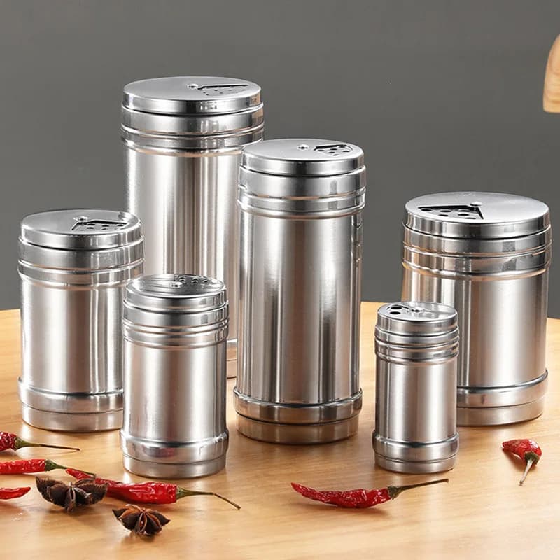 Set di Contenitori per Spezie in Acciaio Inox, Barattoli per Condimenti, Bottiglie Magnetiche per Uso Domestico