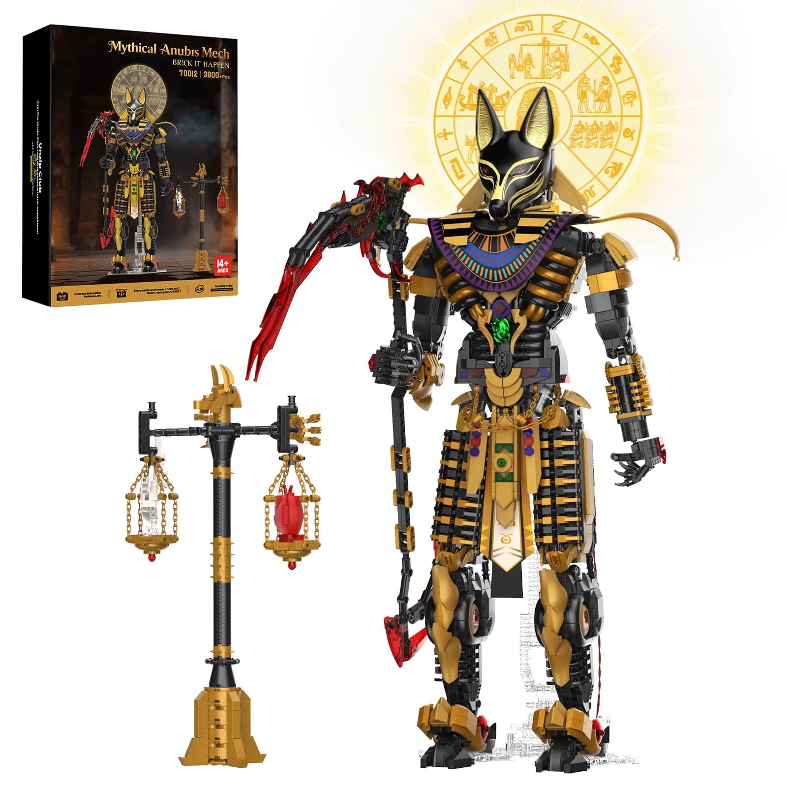 Set di Blocchi Luminosi Anubis da 3810 Pezzi, Giocattolo da Collezione, Ornamento, Modellino da Assemblare, Giocattolo Educativo, Regalo di Compleanno per Adulti