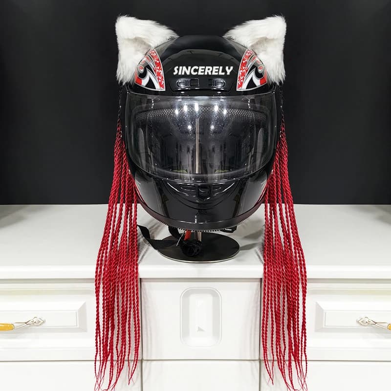 New Helmet Braids Ears for Women Children Decor Motorcycle Ski Riding Helmet Accessories Decorations Girls Wig Hair Extensions