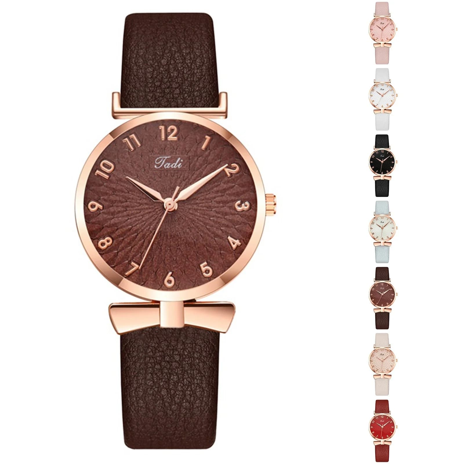 Fashionable women's watch, casual style, round dial, leather strap, quartz watch, stylish temperament, women's day decoration for business