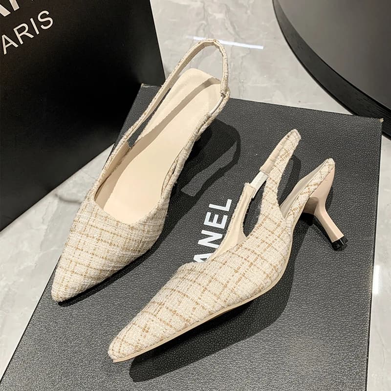 Sandali con tacco alto da donna, modello slingback, blu, a punta, eleganti per feste, estivi, con tacco sottile, firmati