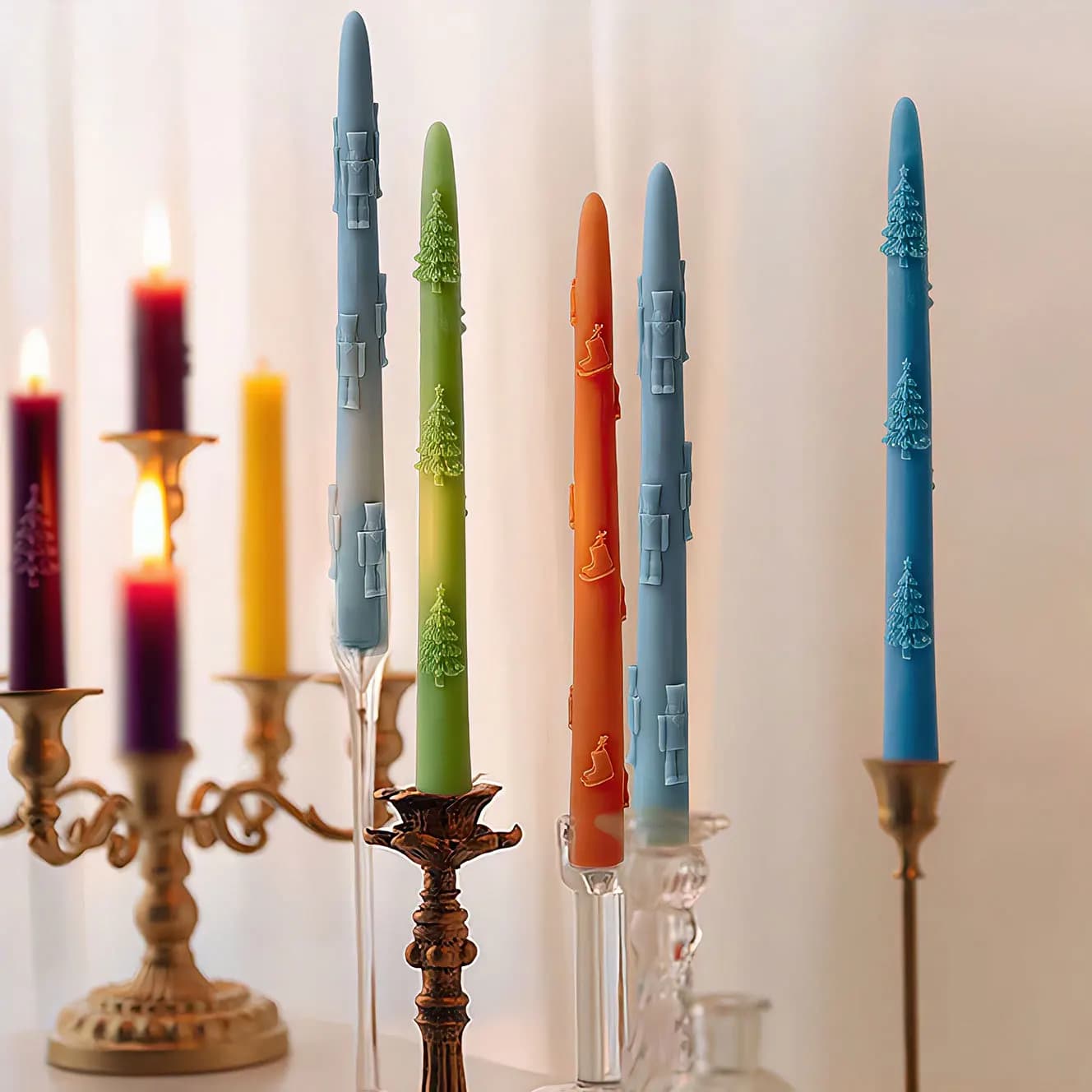 Stampo in silicone per candela lunga natalizia, bastoncino di cera aromatica fai da te, decorazioni per la casa, vacanze di Natale, regalo artigianale