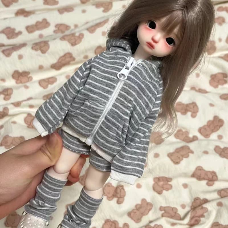 Doll's Clothes Suit for 30cm Bjd Doll Dress Up Toys Outfit with Drooping Ears Rabbit Hoodie Set 1/6 Doll Accessories, No Doll