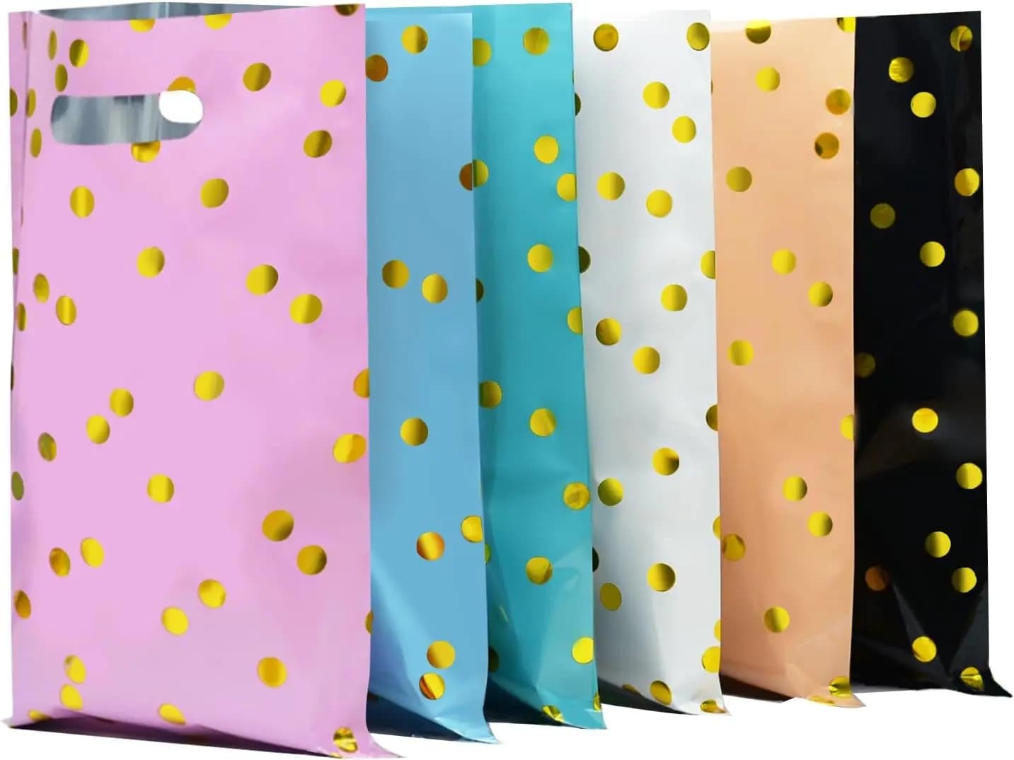 30 Sacchetti Regalo per Feste di Compleanno per Bambini, Robusti e Riutilizzabili con Design a Pois Dorati, Perfetti per Dolcetti e Piccoli Oggetti