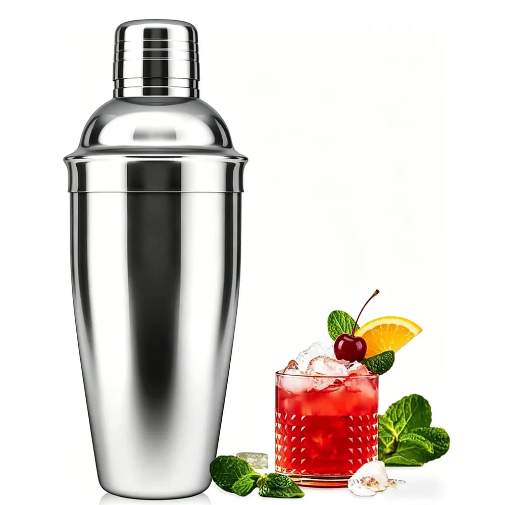 Set da Cocktail Domestico in Tre Pezzi con Shaker in Vetro Trasparente con Gradazioni, Bicchiere Shaker in Acciaio Inossidabile per Cocktail da Bar