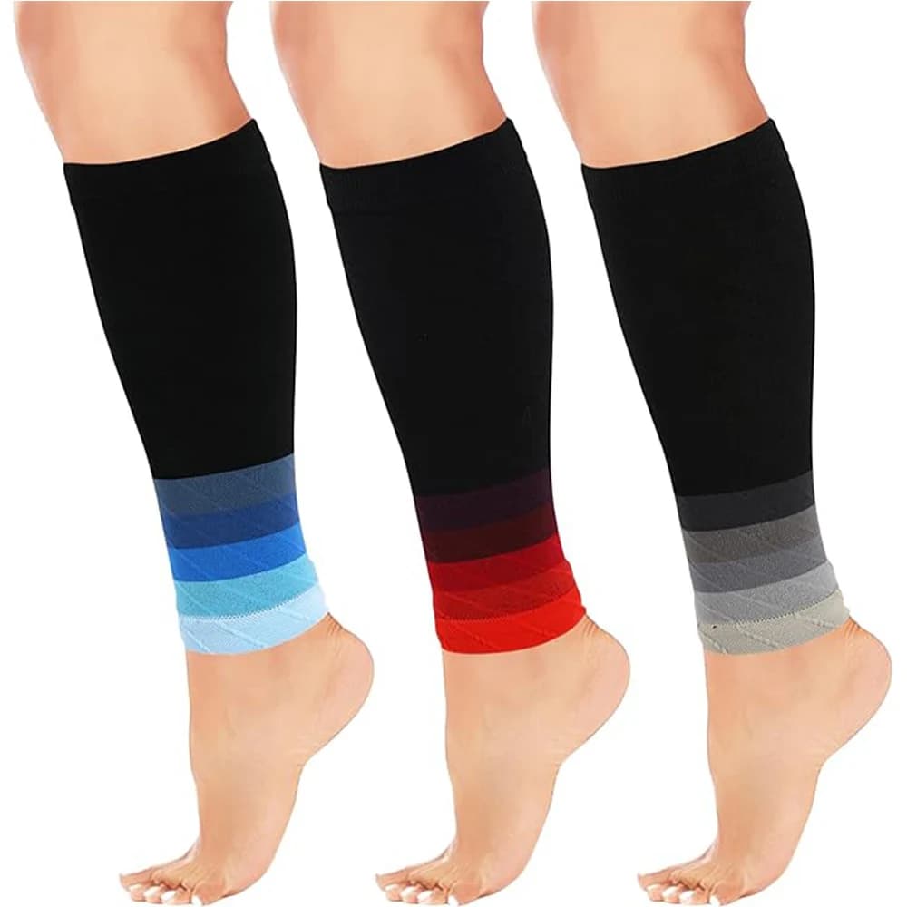 1 pair of unisex compression sleeves for calf, 20-30 mmHg, footless compression socks for outdoor and marathon sports race