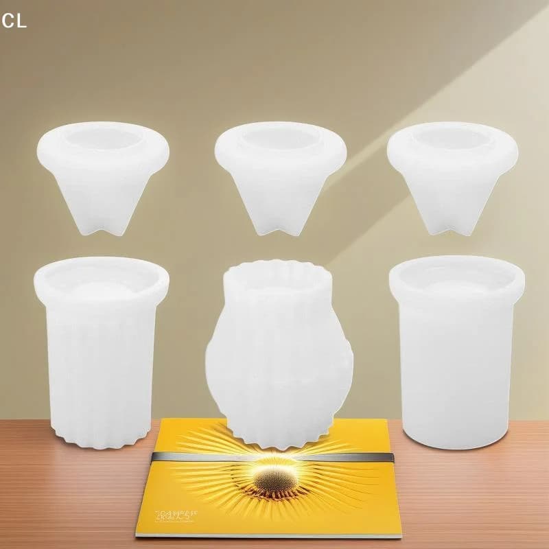AttireTroveL9BE Striped Resins Jar Molds Tealight Holder Molds For Crafting Holder Tealight Holder, Candlestick Molds