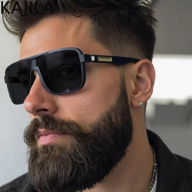 Occhiali da Sole Polarizzati Oversize Quadrati con Montatura Grande 2026, Marca di Lusso, Stile Classico Steampunk, Protezione UV400 per Uomo e Donna