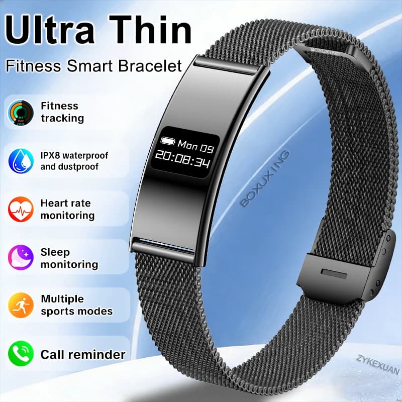 Nuovo Braccialetto Smart Sportivo per Uomo, Fitness Tracker Impermeabile 10ATM, Monitoraggio Frequenza Cardiaca, Contapassi, Promemoria Chiamate, Smartwatch per Donna