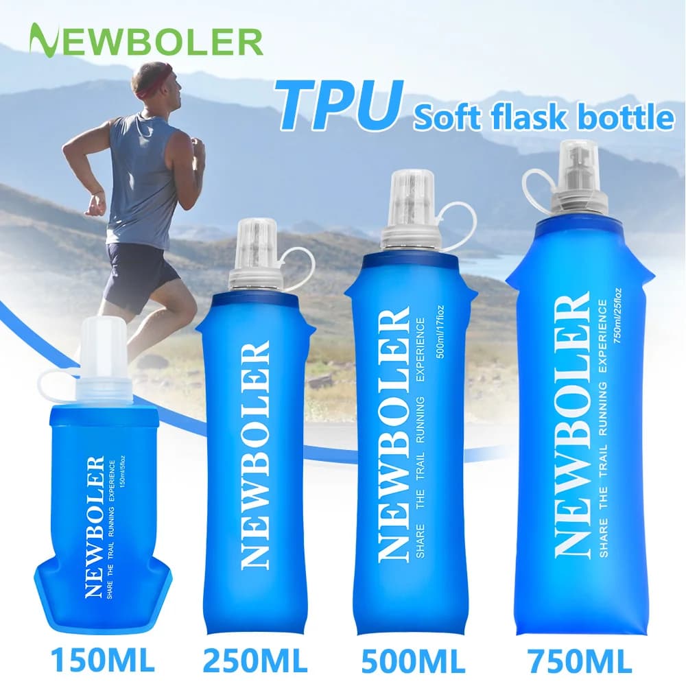 250/500/750ML Water Bottle TPU Folding Soft Flask Sport Water Bottle Water Bag Collapsible Water Bottle Running Camping Hiking