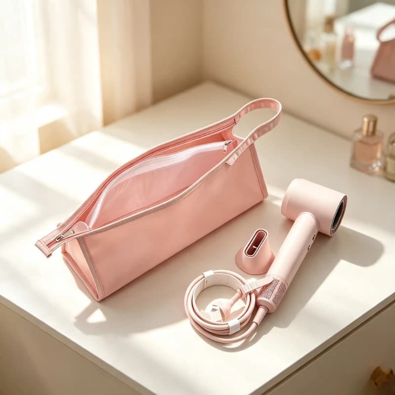 Portable Hair Dryer Storage Bag with Mesh Divider Large Capacity Travel Organizer for Curling Iron and Nozzle