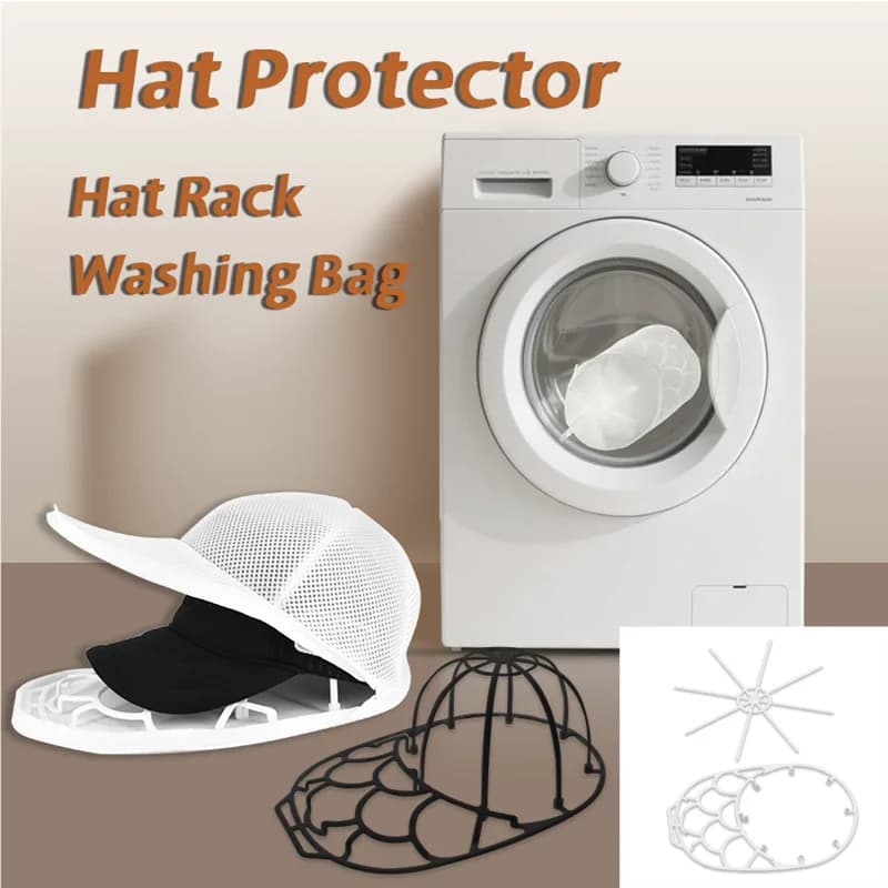 Baseball hat washing bag with removable protection frame, durable, for washing machine cleaning, anti-deformation