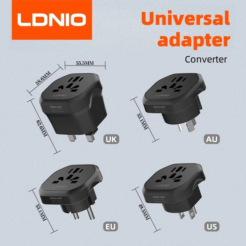 Adattatore universale da viaggio LDNIO, convertitore di prese US, UK, AU, CN, KR, EU a presa universale da muro, adattatori per la conversione di prese domestiche.