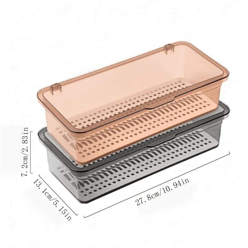 Makeup Brush Storage Box, Dressing Table Beauty Egg Eye Shadow Brush Storage Box, Rectangular Transparent Belt Cover Storage Box