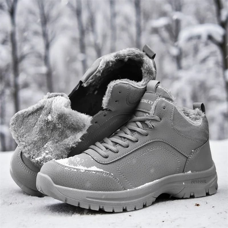 Men's Boots Warm Plush Men's Snow Boots Winter High Quality Winter Non-Slip Sneakers Outdoor Men's Hiking Ankle Boots Work Shoes
