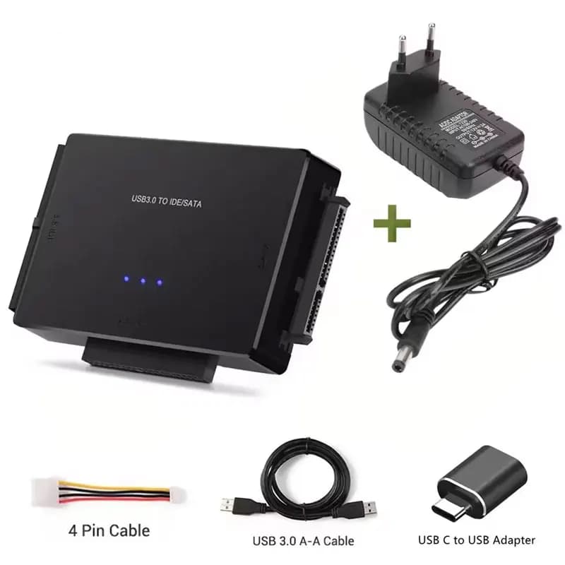 SATA/IDE to USB 3.0 Adapter Hard Drive Adapter Cable Converter for 2.5/3.5 Inch SATA and IDE HDD Support 6TB For PC Macbook