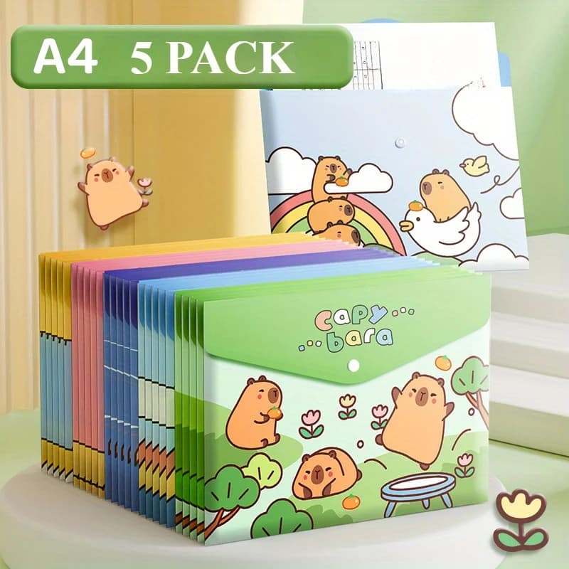 5PCS A4 File Bags, Information Bags, Large Capacity, According To The Deduction File Bag, Multi-function Folder Storage Bag