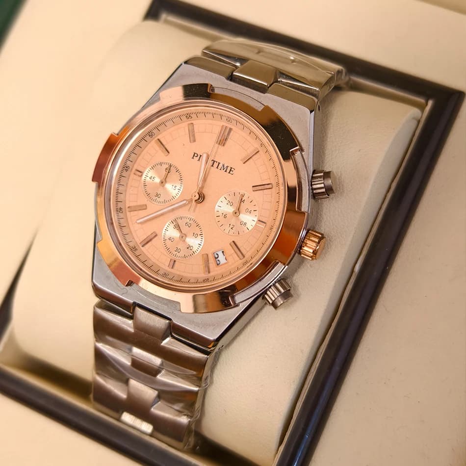 Orologio da Uomo in Acciaio Inossidabile con Movimento a Sei Lancette, Calendario Automatico, Cassa Geometrica, Orologio al Quarzo Sportivo da Uomo