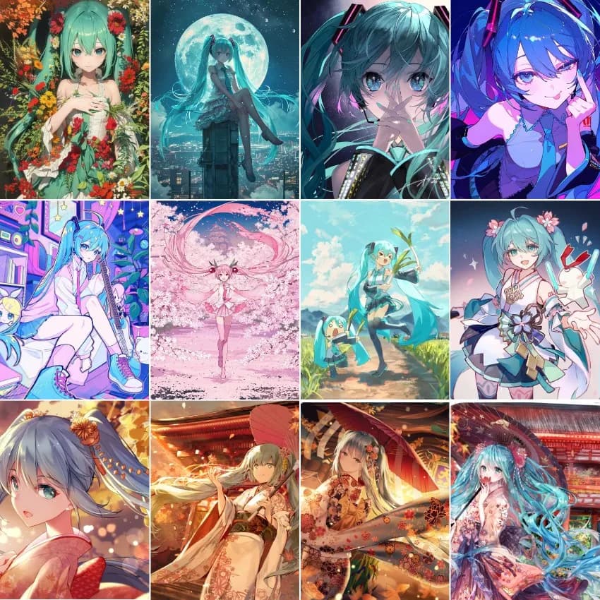 5D fai da te cantante Miku pittura diamante kawaii idol ricamo punto croce seconda dimensione ragazza murale decorazione della casa