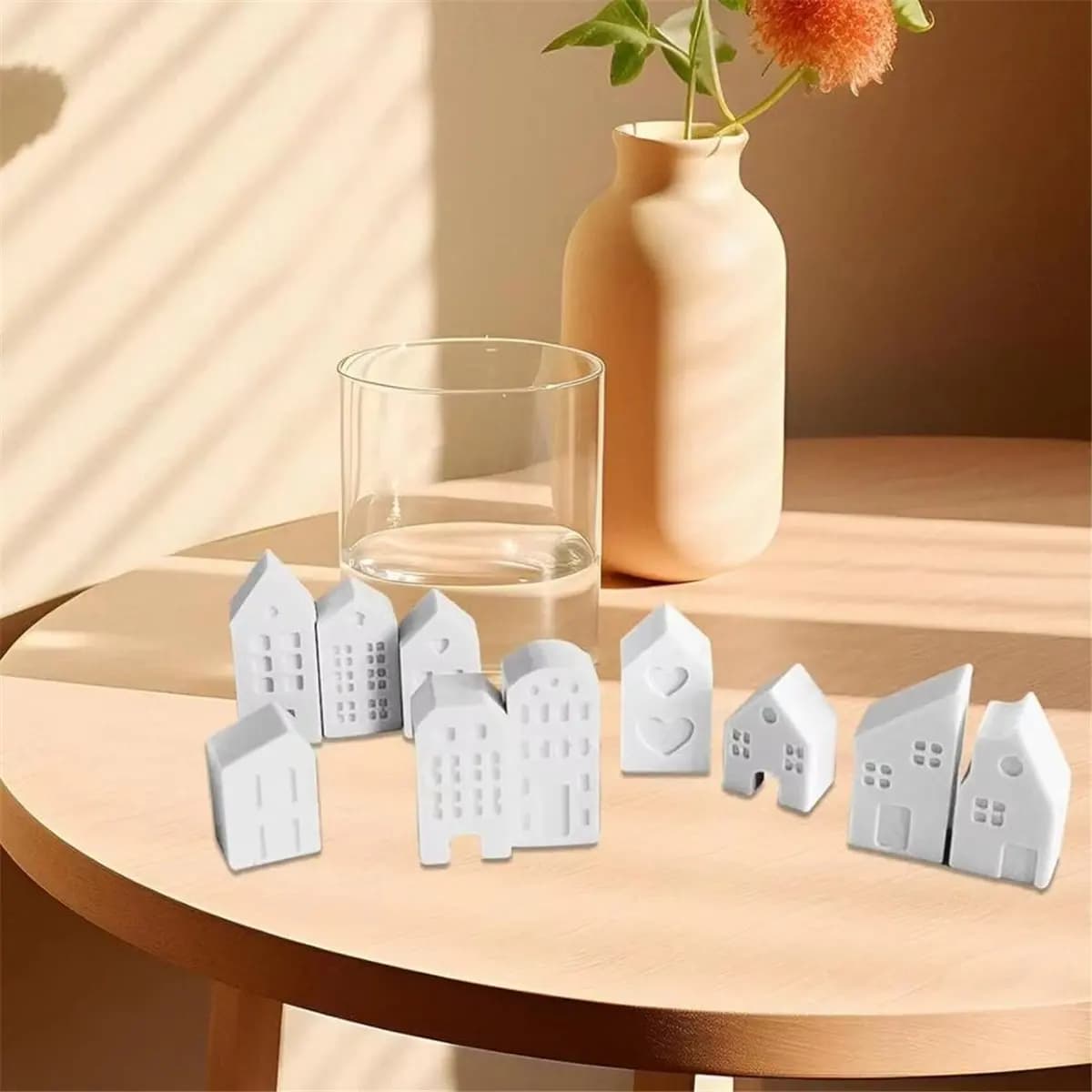 *CLOS House Shaped Candle Mold Silicone House Candle Soap Molds for Epoxy Resin Casting Window Design for Soy Wax Candles