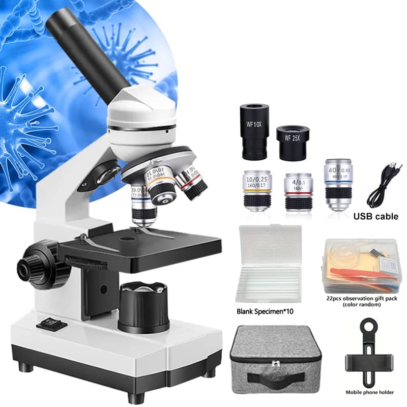 Portable Biological Optical Compound Microscope, 40x-1000x Educational Microscope,Adult Microscope With Dual Led Lights
