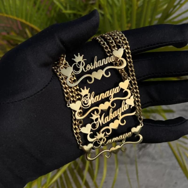 Collana con nome corona cuore personalizzato collana donna ragazza gioielli alla moda collana a catena cubana in acciaio inossidabile personalizzata regali per lei