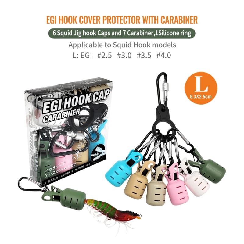 Nuovo Kit Protettivo per Esche da Calamaro 6pz, Copriganci per Polpo Egi, Copertura per Esche a Ombrello per Seppia con Moschettone, Attrezzatura da Pesca