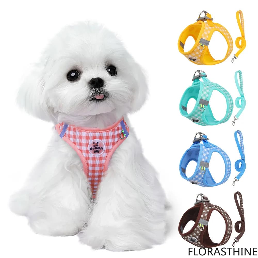Dog Leash Chest Harness for Small to Medium Dogs Walking Leash Reflective Harness Pet for Puppies Pomeranians Bichon