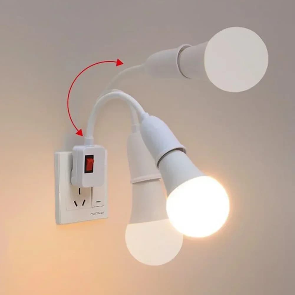 Stainless Steel E27 Lamp Base Flexible Bend Mobile Test Light Socket Light Adapter Plug Switch EU US Direct Plug in Lamp
