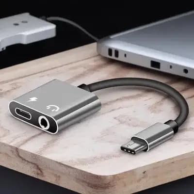 Adattatore 2-in-1 USB C a jack da 3,5 mm per ricarica e cuffie stereo con microfono, in alluminio, plug & play per 2 XL U11