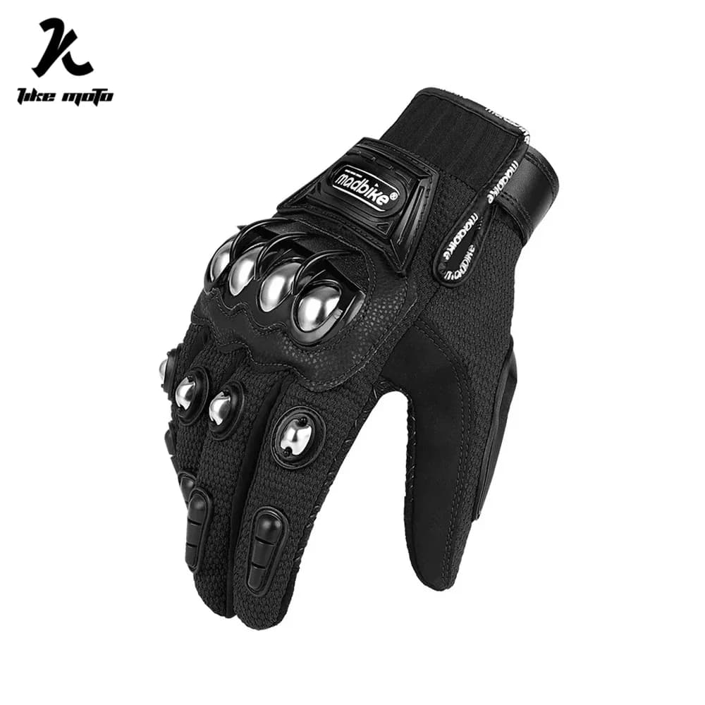Guanti da moto per moto da lavoro a maglia unisex con touch screen, traspiranti, da motocross, da corsa, protettivi, con dita intere