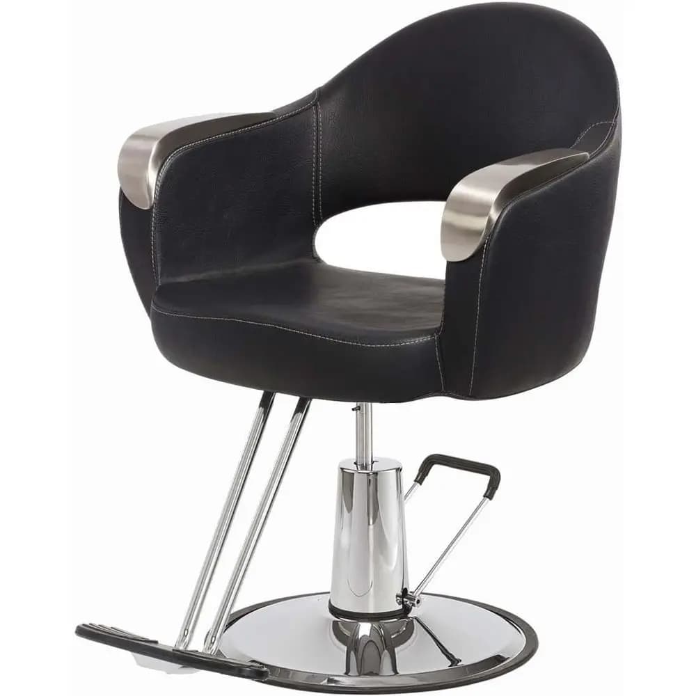 Sedia stile Luna Silver con cuciture ergonomiche, braccioli cromati, sedile imbottito, base in acciaio, altezza regolabile, Y-356-1