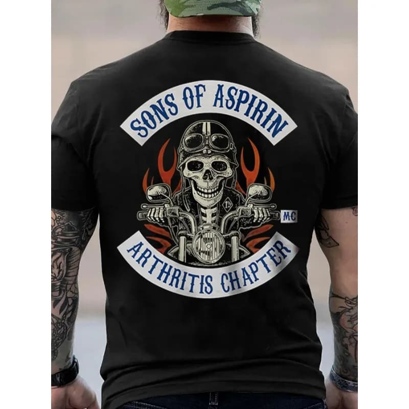 Sons of Aspirin Graphic Tee Black T-Shirt Summer unisex Loose and Breathable cotton T-shirt Top