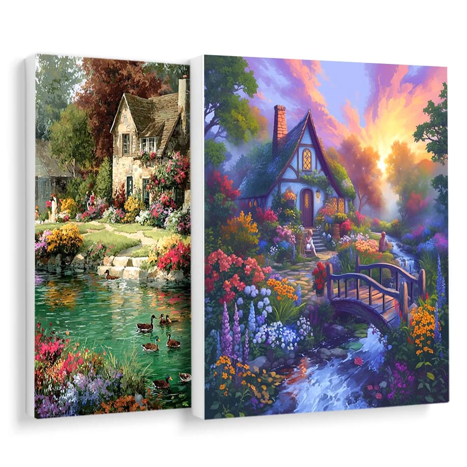RUOPOTY Paint By Numbers For Handiwork Forest house landscape Canvas Draw Arts Crafts Oil Artwork Art Supplies Home Decor Items