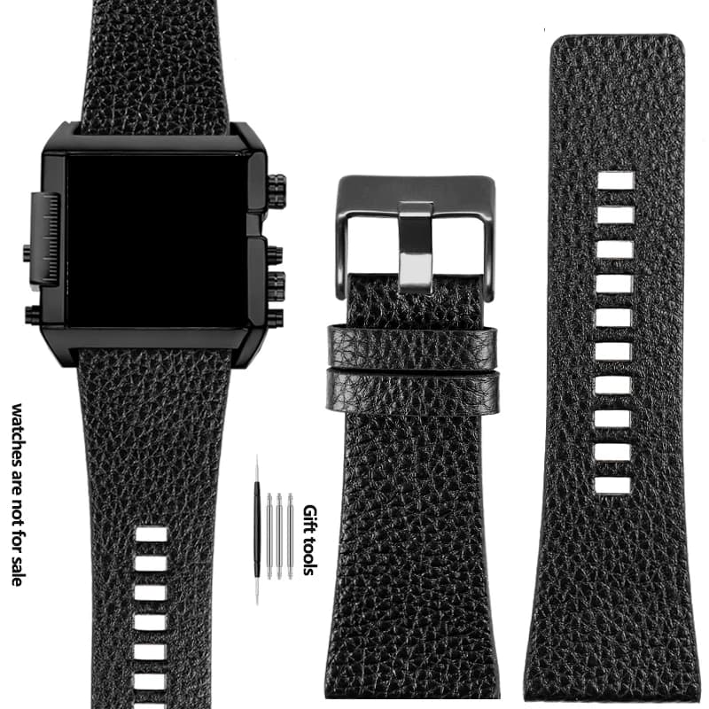 For Diesel Watches DZ4386 1657 1399 1206 4323 Black Band 22mm 24mm 26mm 27mm 28mm 30mm 32mm Cowhide Sweatproof Watchband