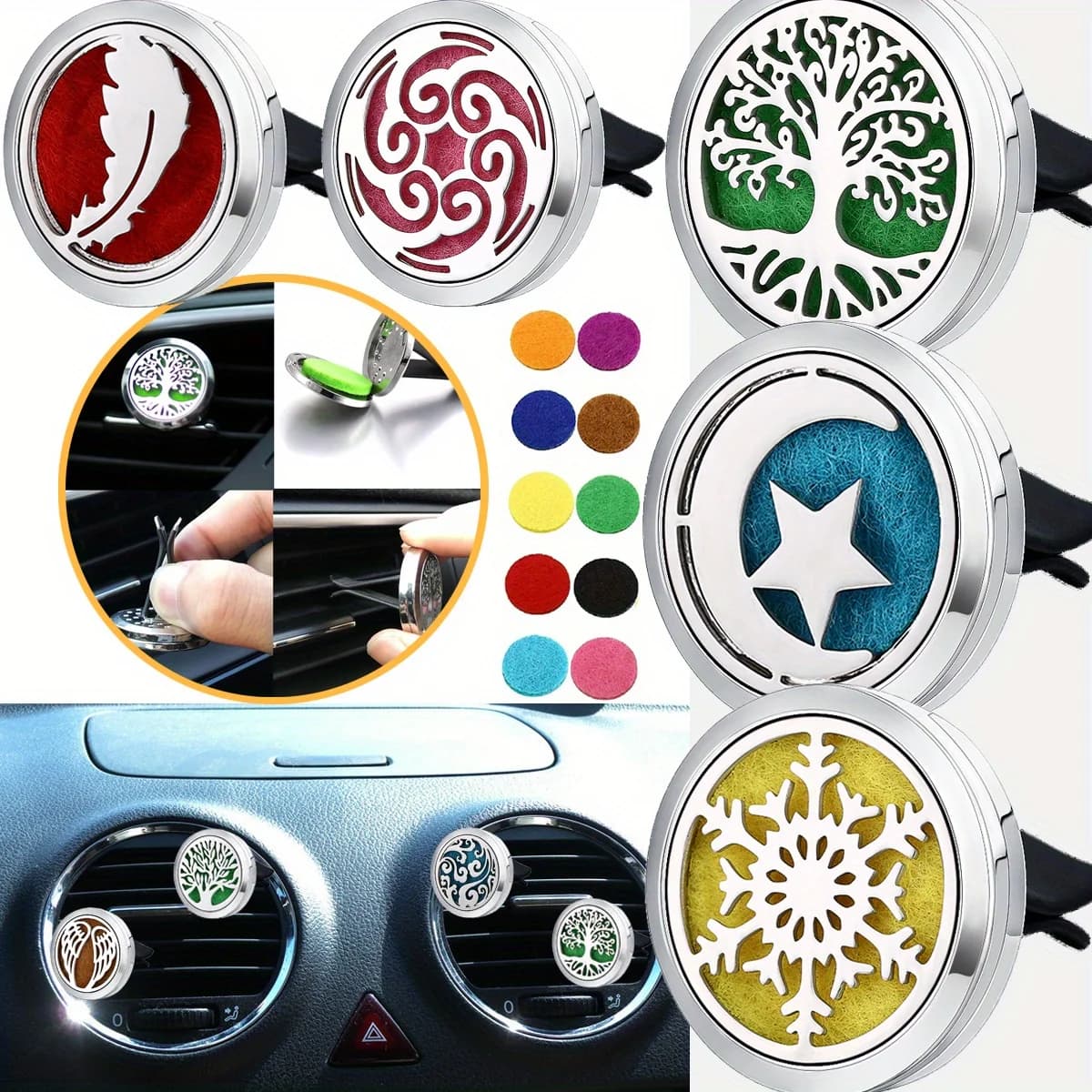Car diffusers, 1 car air outlet diffuser clip (not including perfumed chemicals) with 10 bearings, interior for car air outlet