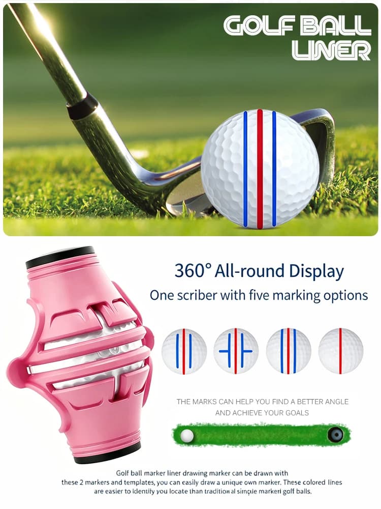 Marcatore Rotante a 360 Gradi per Palline da Golf, Penna per Posizionamento del Putt, Migliora la Precisione del Putt, Ausilio per Golfisti