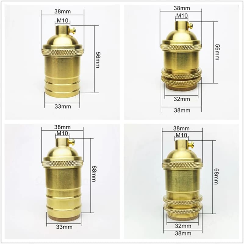 Brass 100% copper Lamp Holder Electric Light Socket Knob or Chain Switch and Threaded Screw Shade Ring Fitter DIY Lighting Base