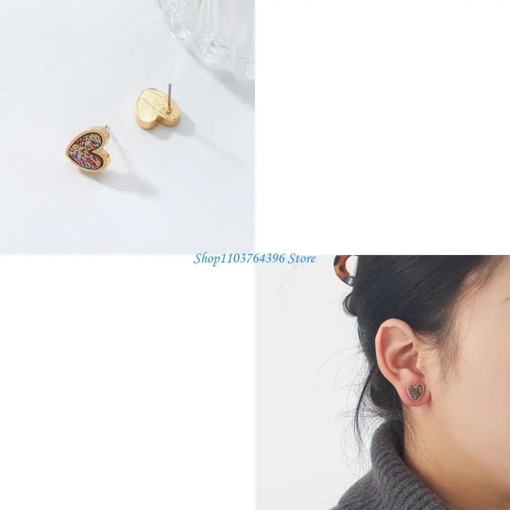Orecchini a cuore versatili da donna Orecchini a cuore eleganti realizzati in lega, accessorio per orecchini a bottone per lo