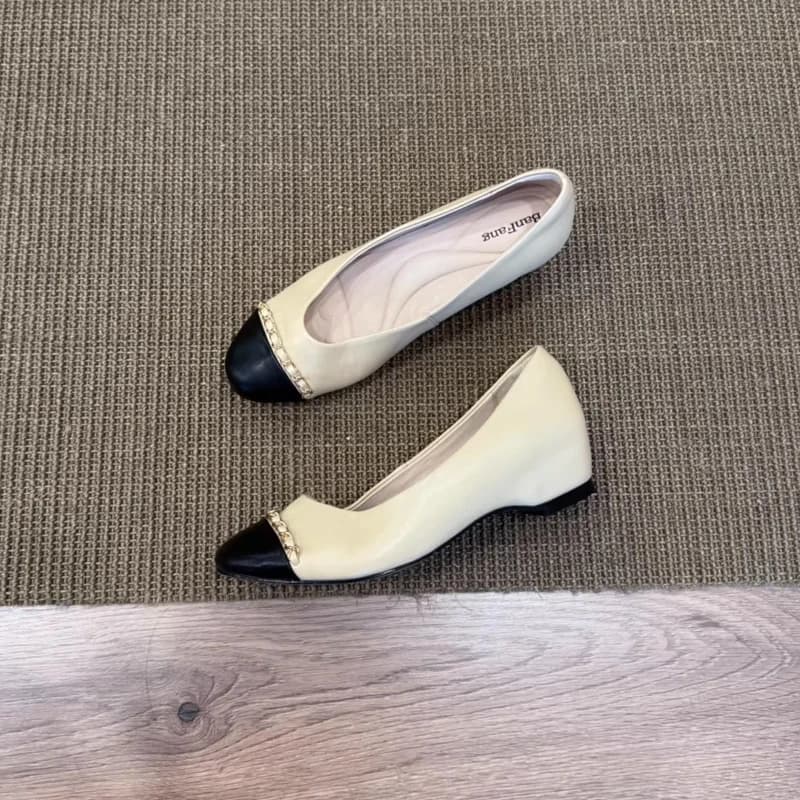 BANFANG Women's Shoes 4.5CM Beige Mid Heel Leather Spring Autumn New Fashion Brand Design Elegant Temperament Shoes For Woman